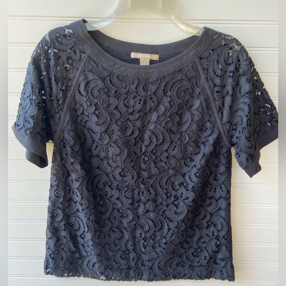 Banana Republic Thick Lace Scoop Neck Blouse Top